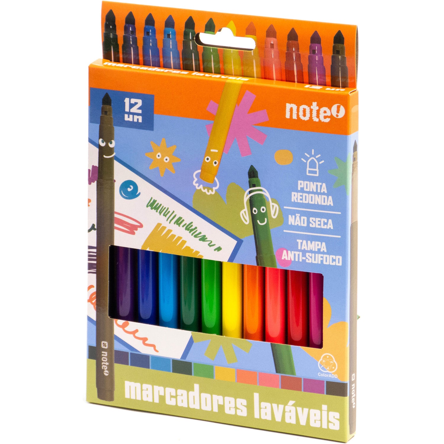 Marcadores Colorir Lavaveis 12 Unidades Note!