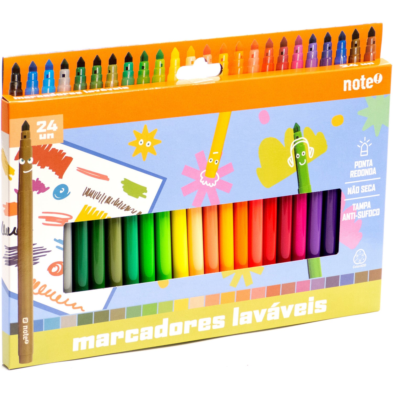 Marcadores Colorir Lavaveis 24 Unidades Note!