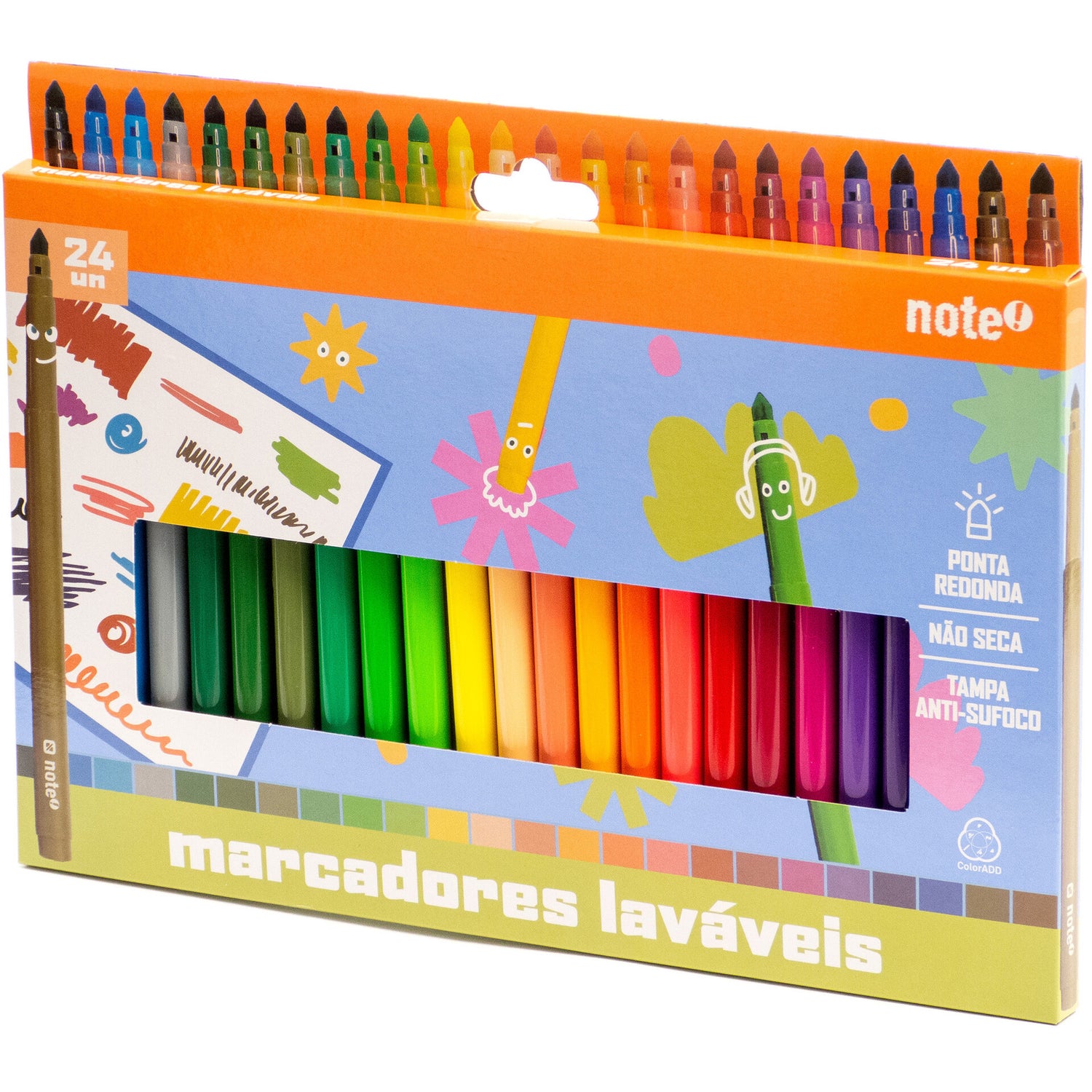 Marcadores Colorir Lavaveis 24 Unidades Note!