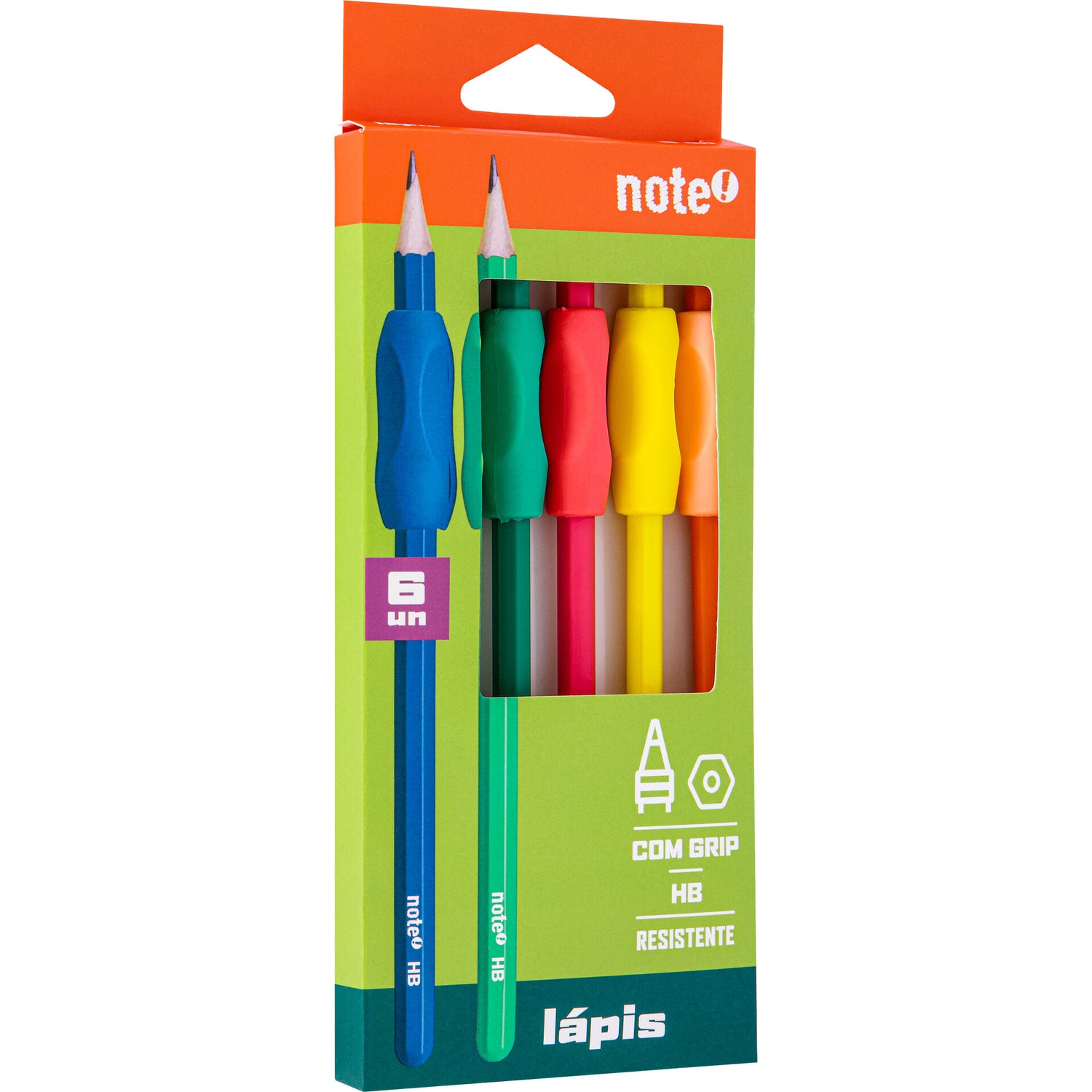 Lapis Hb Resina Com Grip 6 Unidades Note!