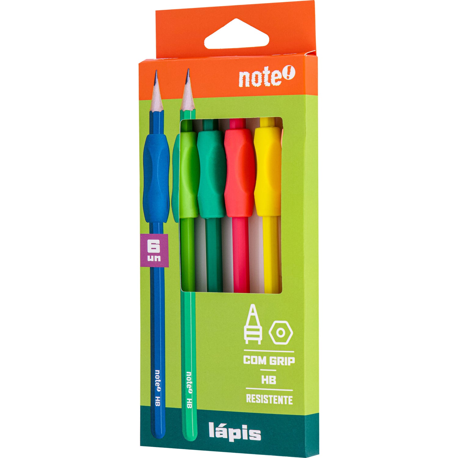 Lapis Hb Resina Com Grip 6 Unidades Note!