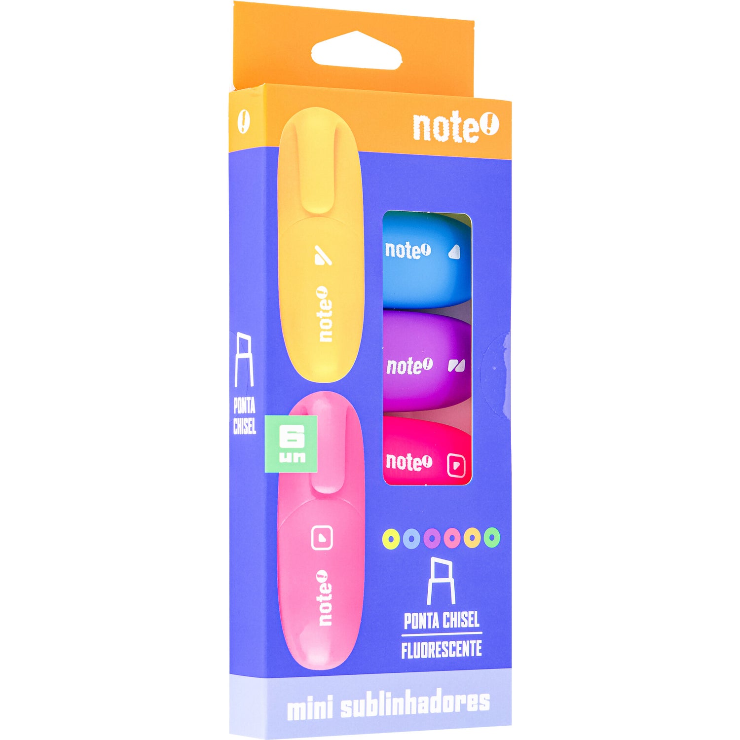 Marcador Mini Fluor 6 Unidades Note!