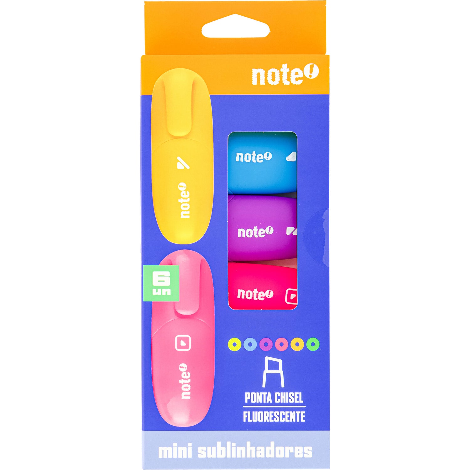 Sublinhador Mini Neon 6 Unidades Note!