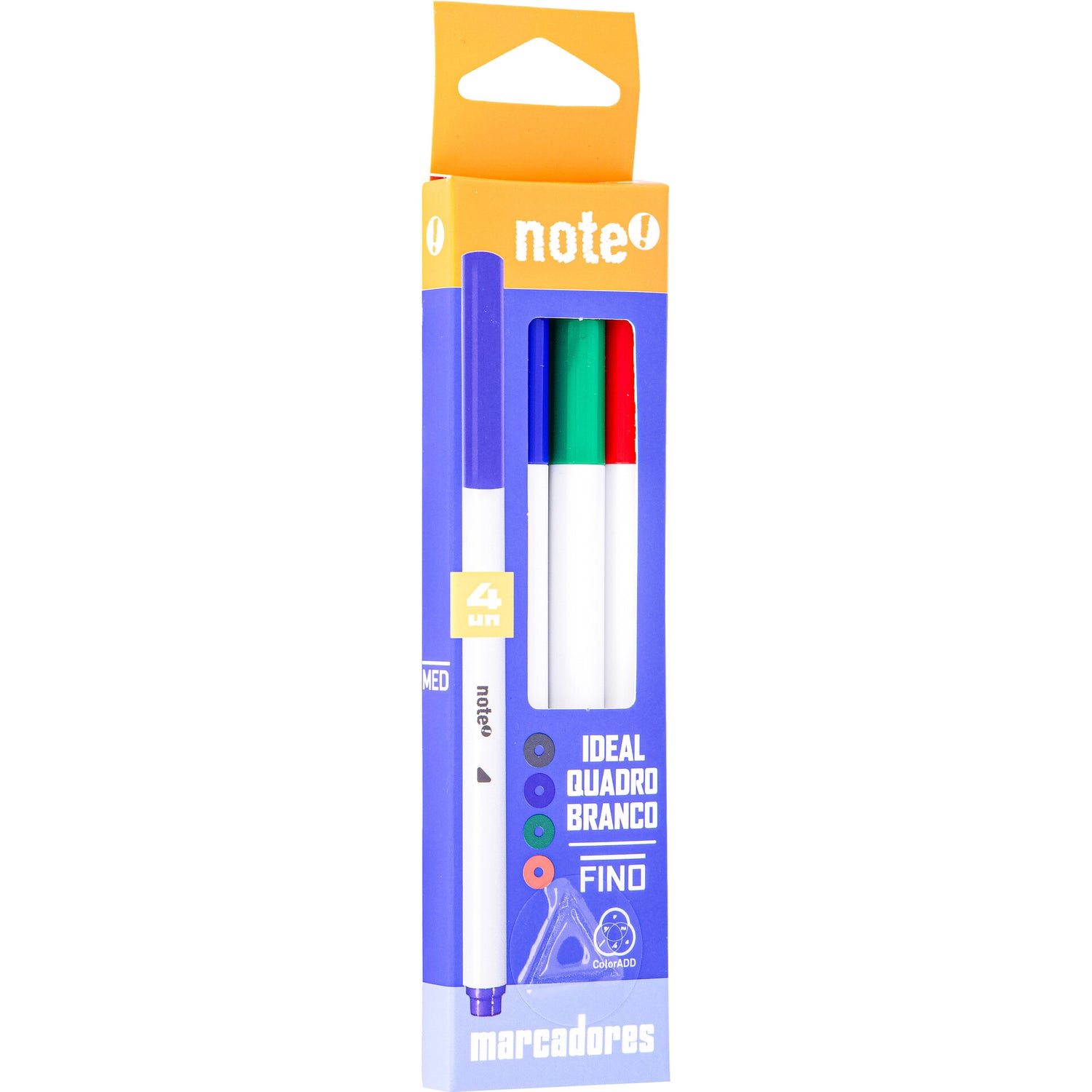 Marcador Quad Branco Slim 4 Unidades Sortido Note!