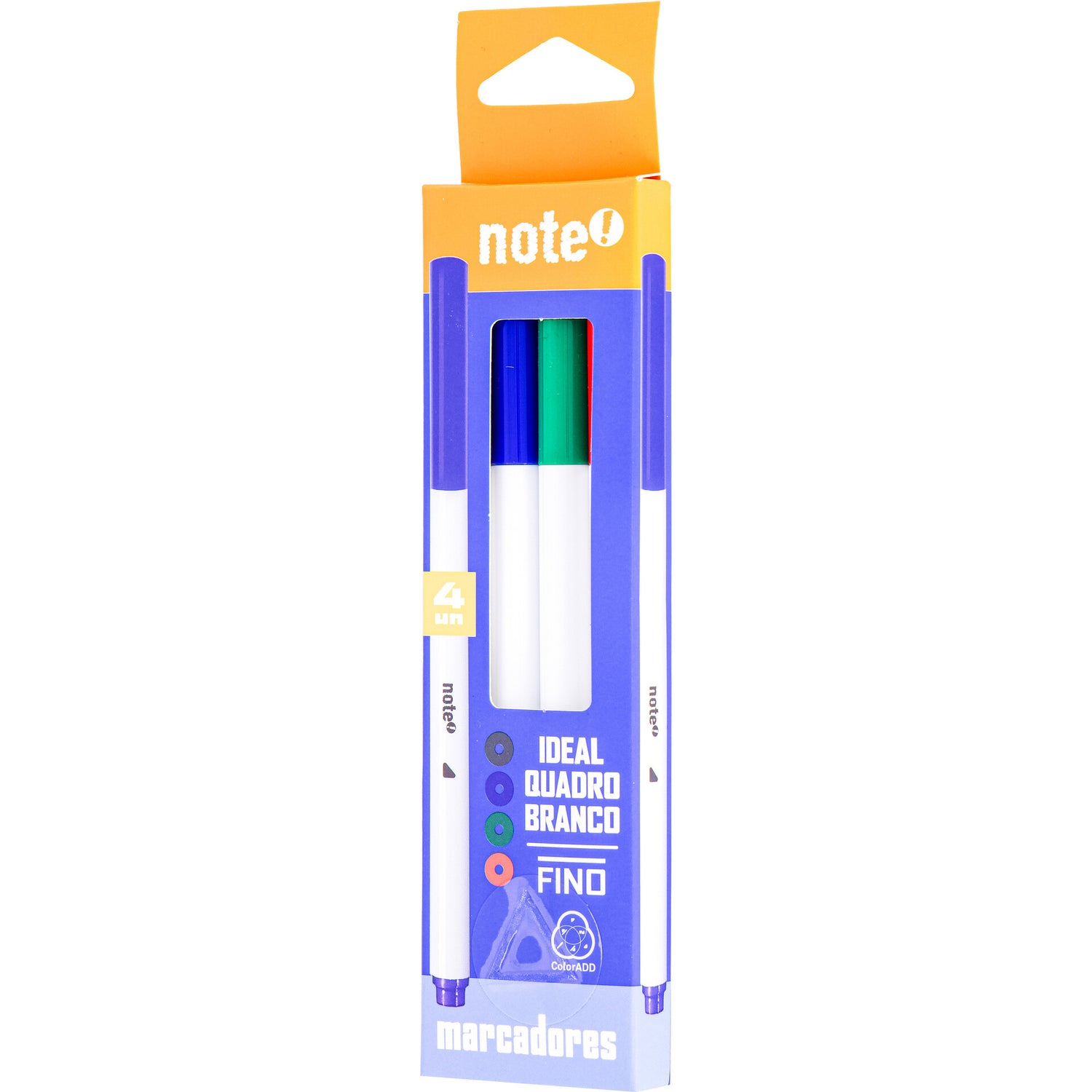 Marcador Quad Branco Slim 4 Unidades Sortido Note!