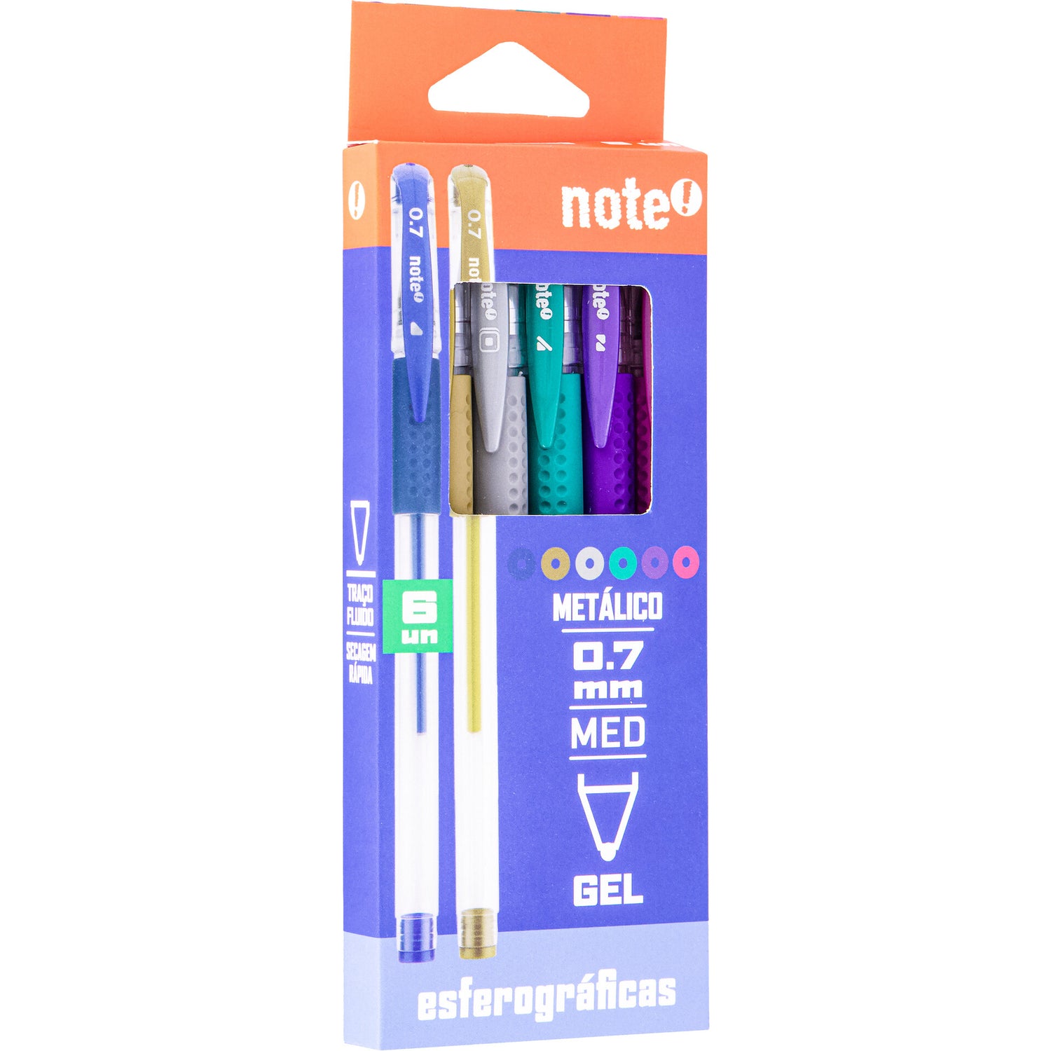 Esferográfica Tinta Gel Metalicas 6 Unidades Note!