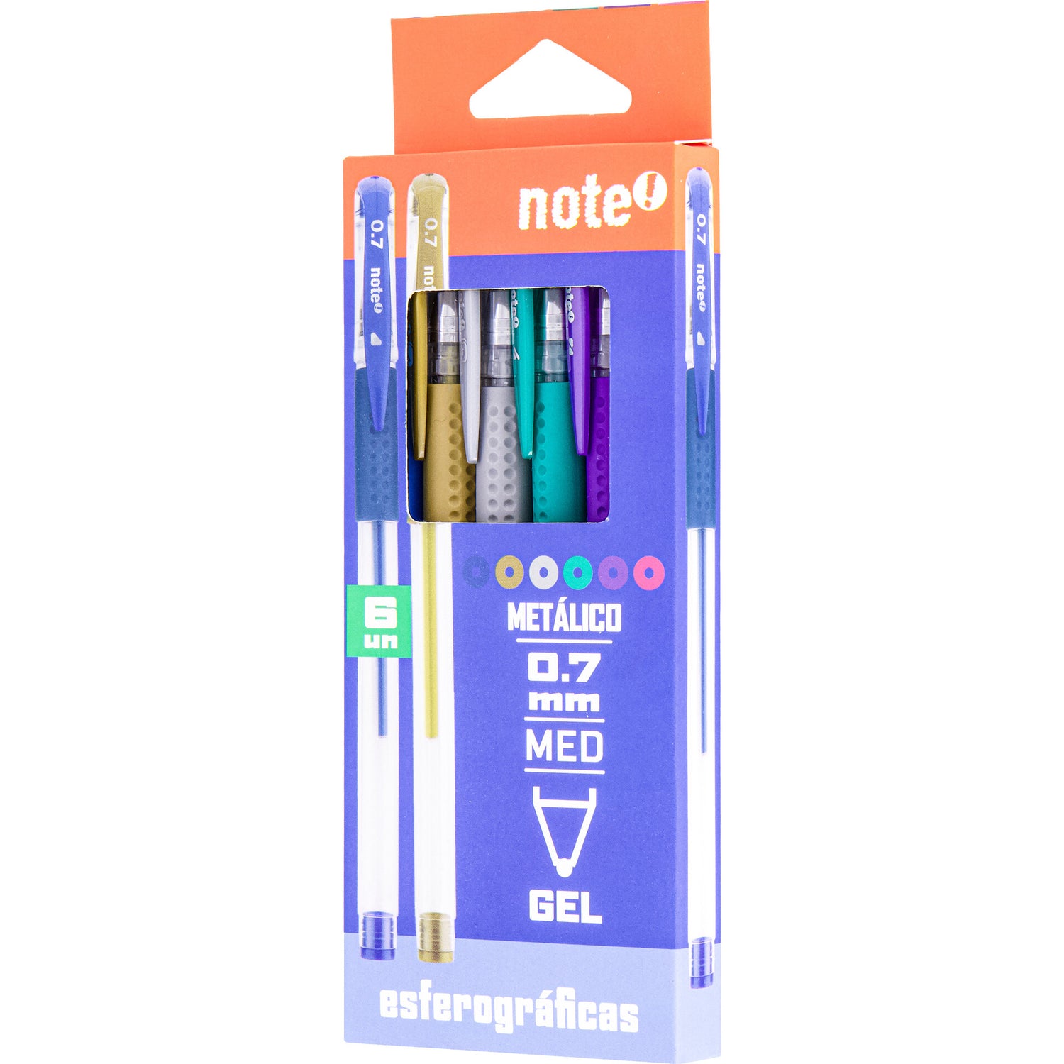 Esferográfica Tinta Gel Metalicas 6 Unidades Note!