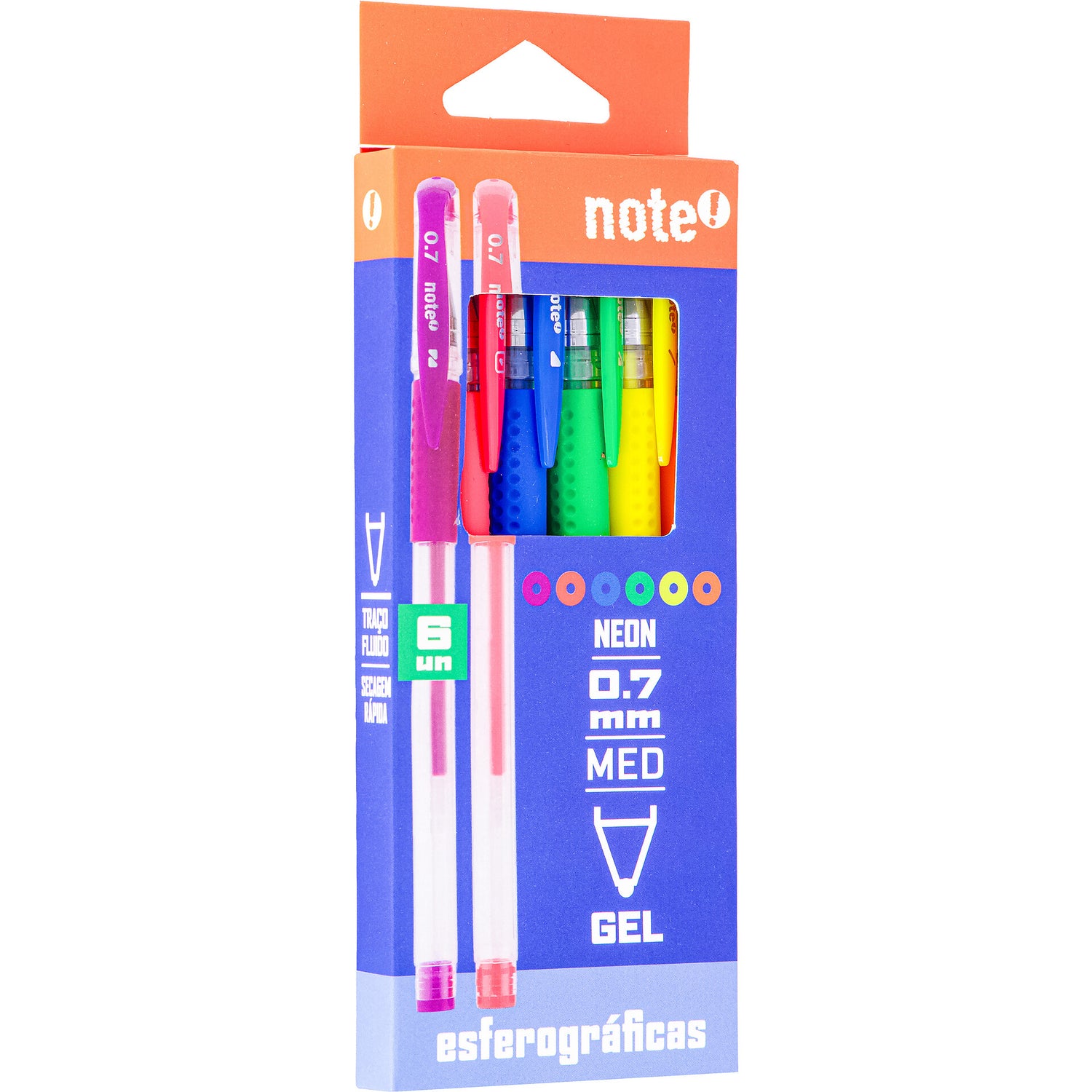 Esferográfica Tinta Gel Neon 6 Unidades Note!