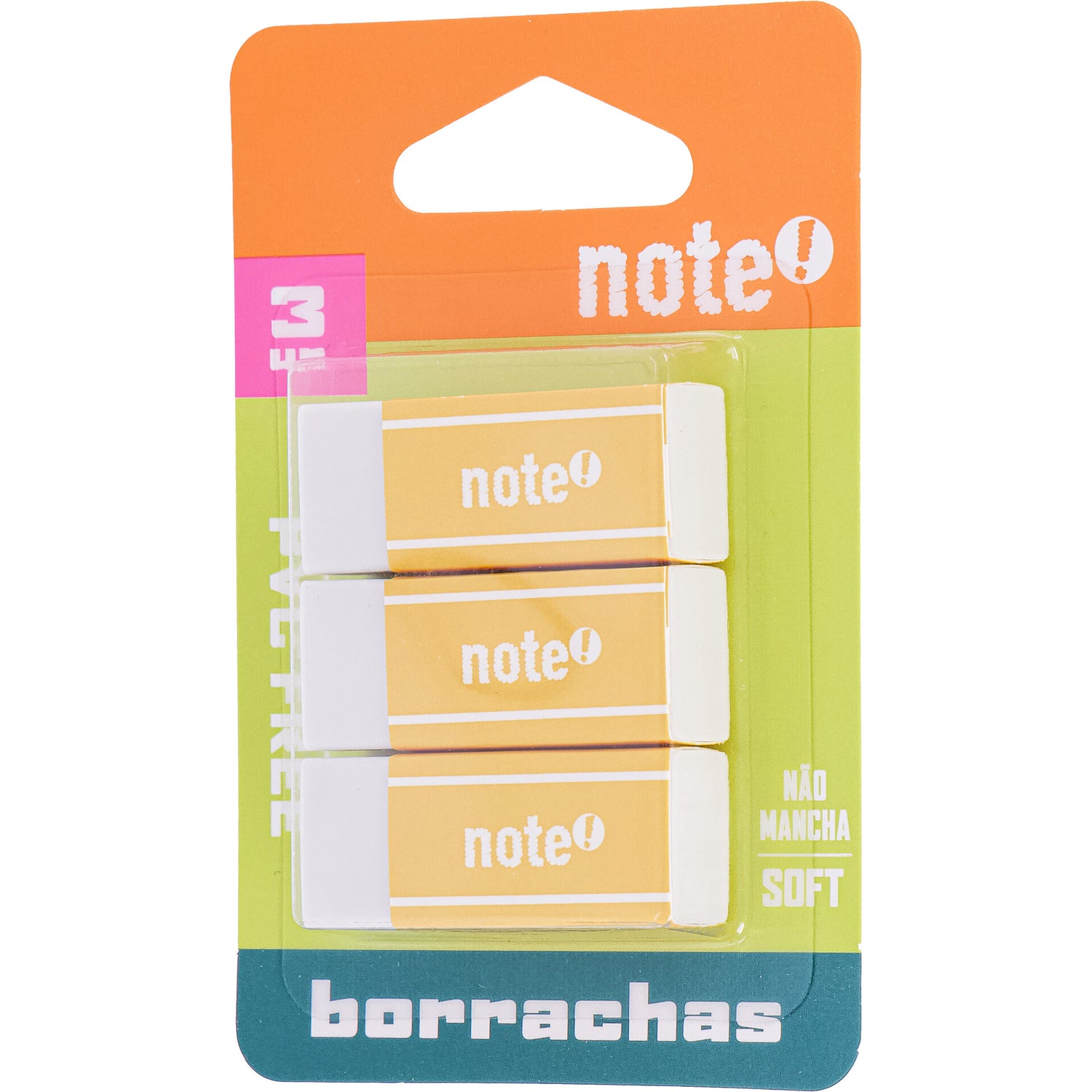 Borracha Mini Branco 3 Unidades Note!