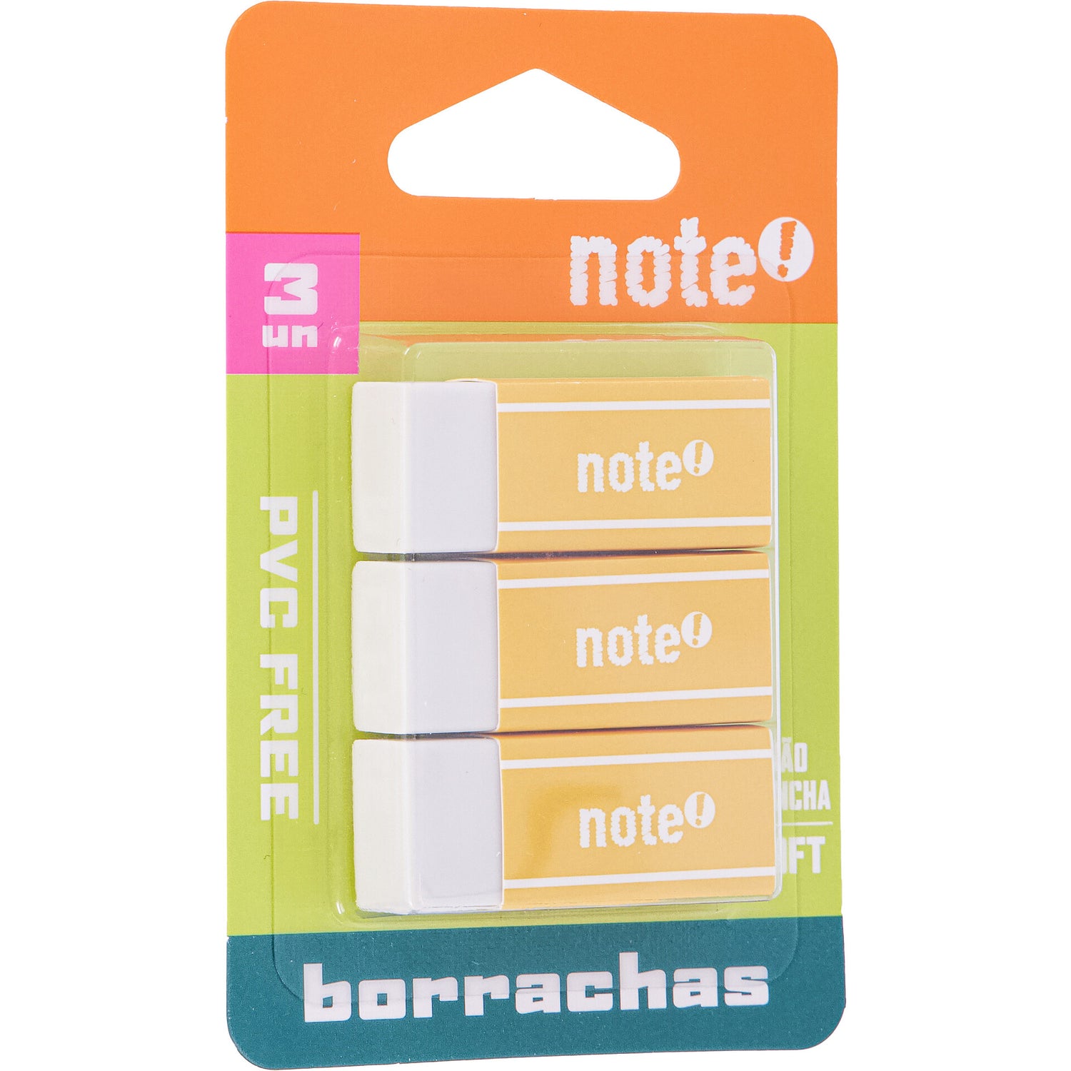 Borracha Mini Branco 3 Unidades Note!