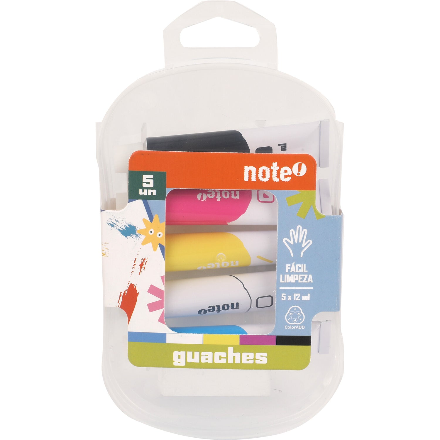 Guache 12 Mililitros Com 5 Tubos Sortido Note!