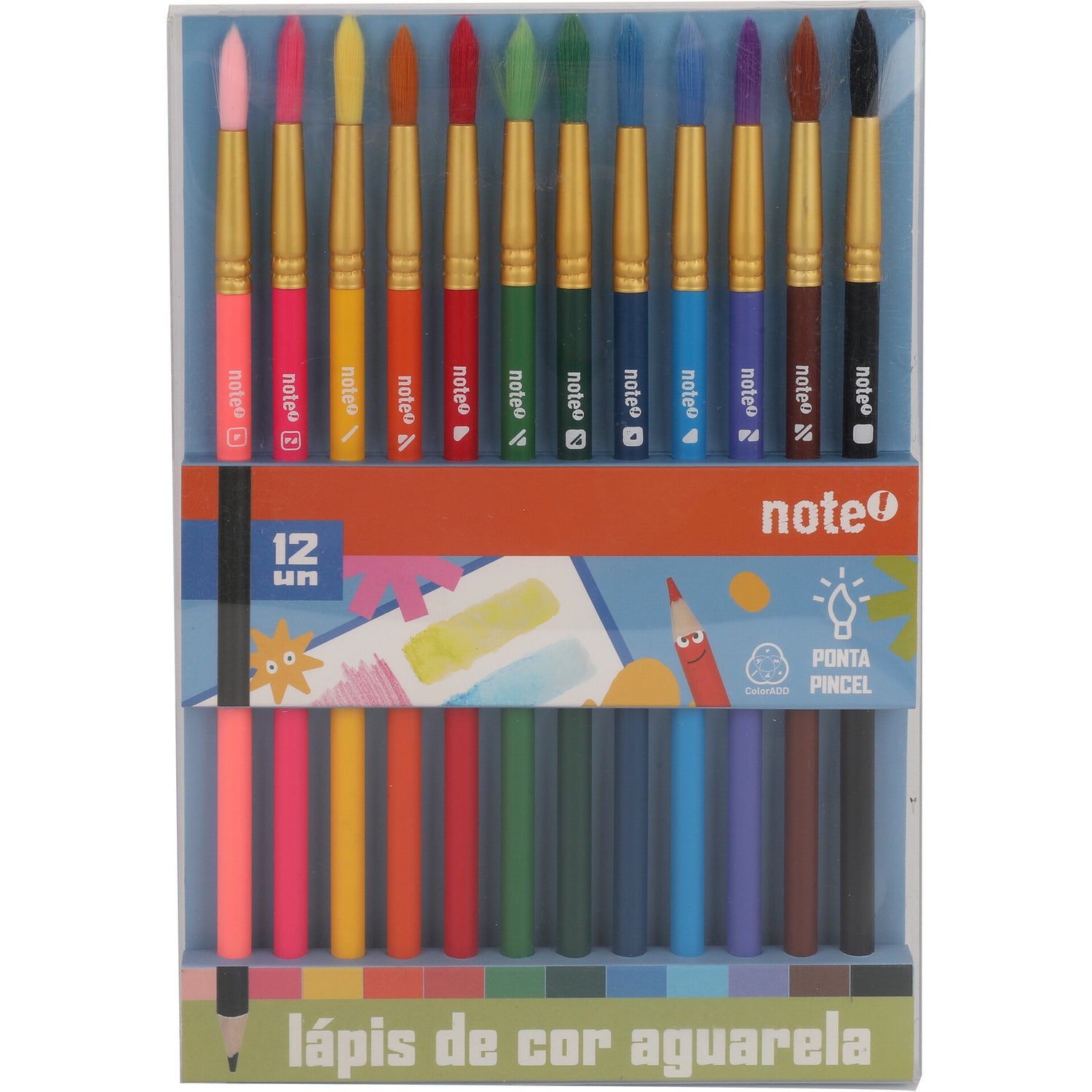 Lápis Cor Aguarela Ponta Dupla 12 Unidades Note