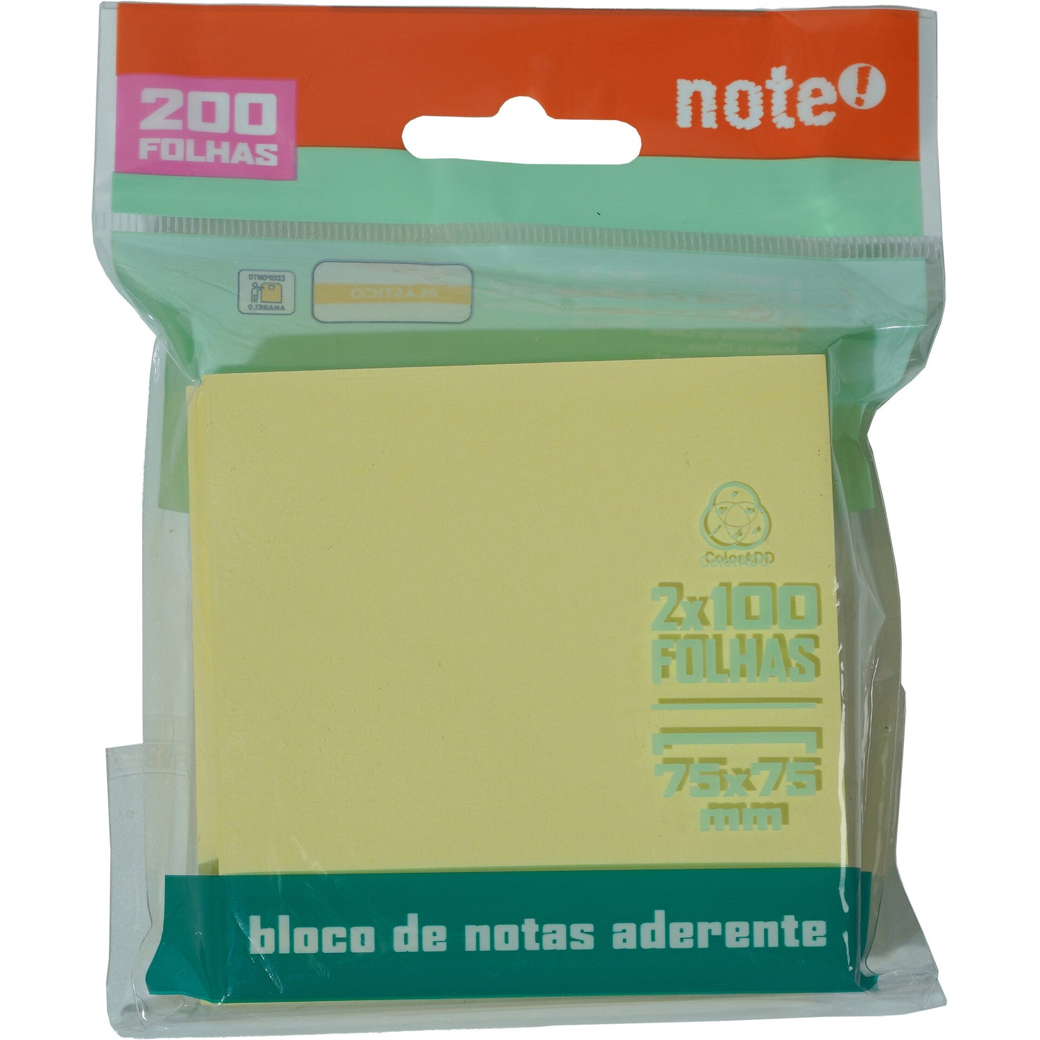 Bloco de Notas Aderentes 76x76mm Amarelo 2 Unidades Note!