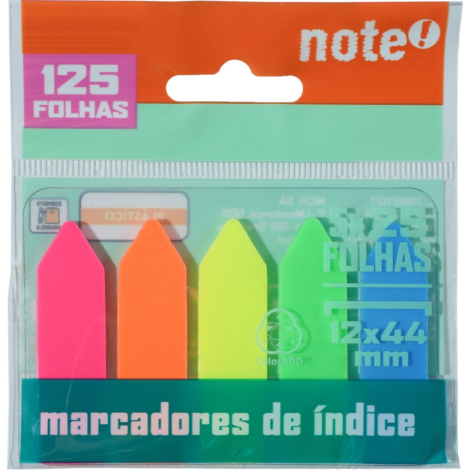 Dispensador Seta 5 Cores*25 Folhas Note!