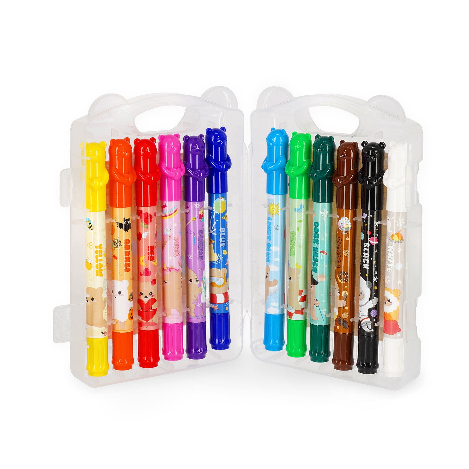 Conjunto 12 Lápis Cera - Teddy Friends