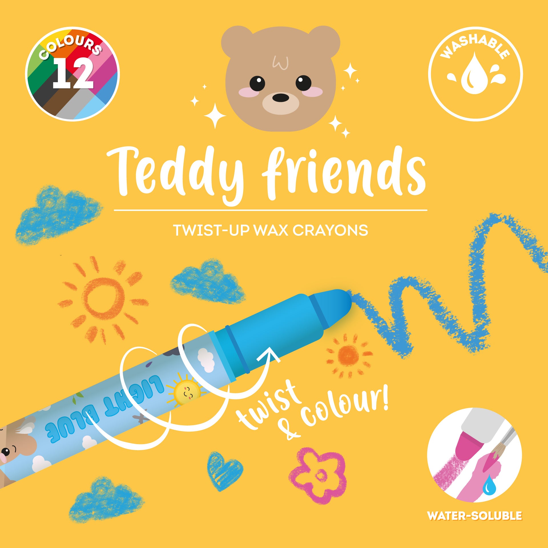 Conjunto 12 Lápis Cera - Teddy Friends – note! Online