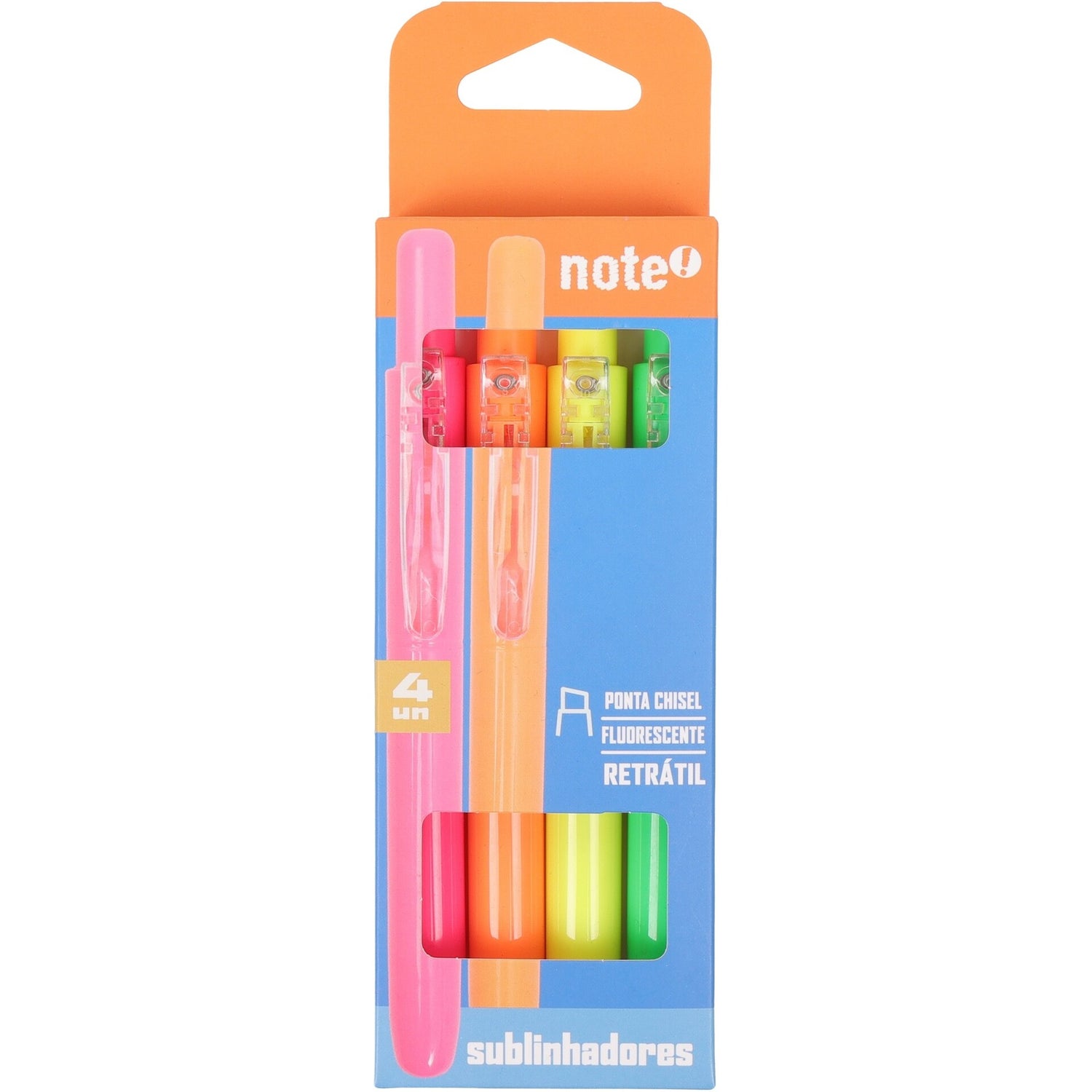 Marcador Fluor Retratil Neon 4 Unidades Note!
