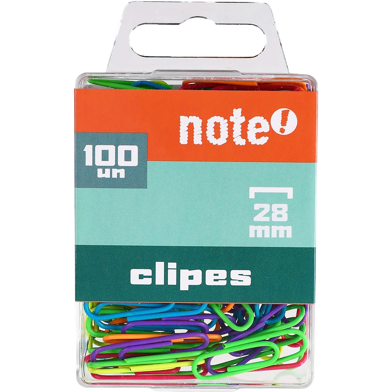 Clips 28 Milímetros 100 Unidade Cores Sortido Note!