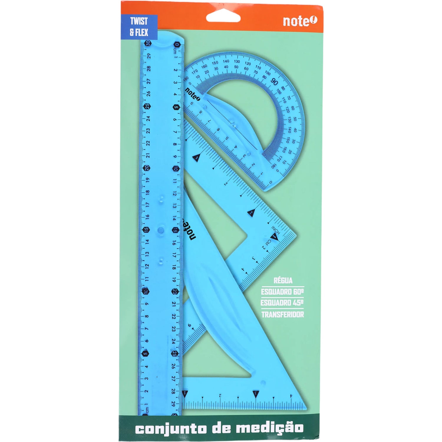 Conjunto Flex Rég 30 Cm+Esquad+Transf 4 Unidades Note!