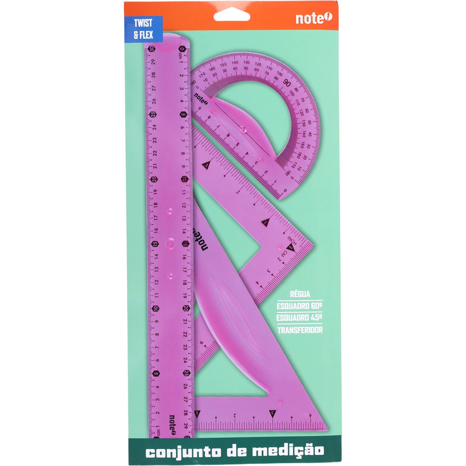 Conjunto Flex Rég 30 Cm+Esquad+Transf 4 Unidades Note!