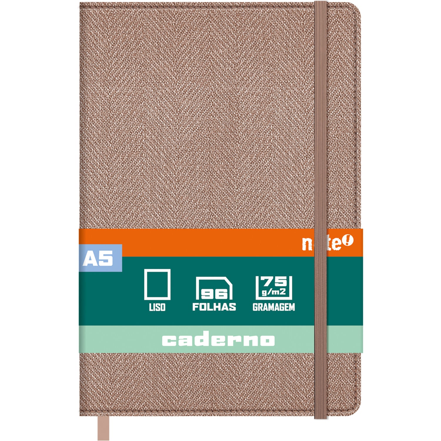 Caderno Agrafado A5 Capa Texturada com Elástico Liso (várias opções) Note!