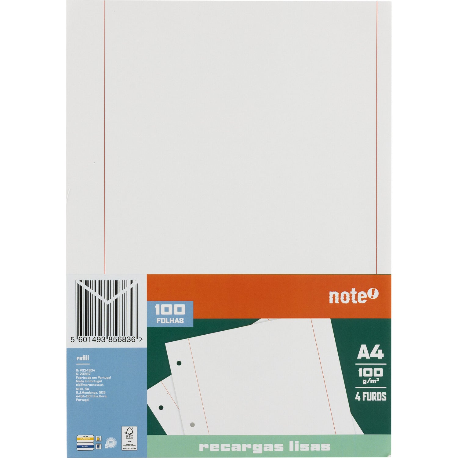 Recarga de Papel A4 Liso 100 Folhas Note!