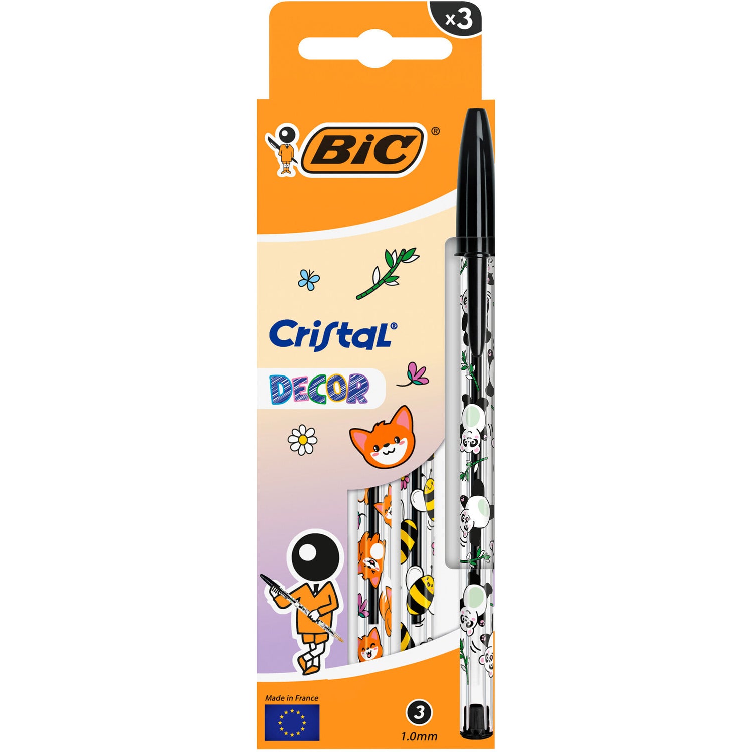 Esferográfica Cristal Kawaii Pt 3 Unidades Bic