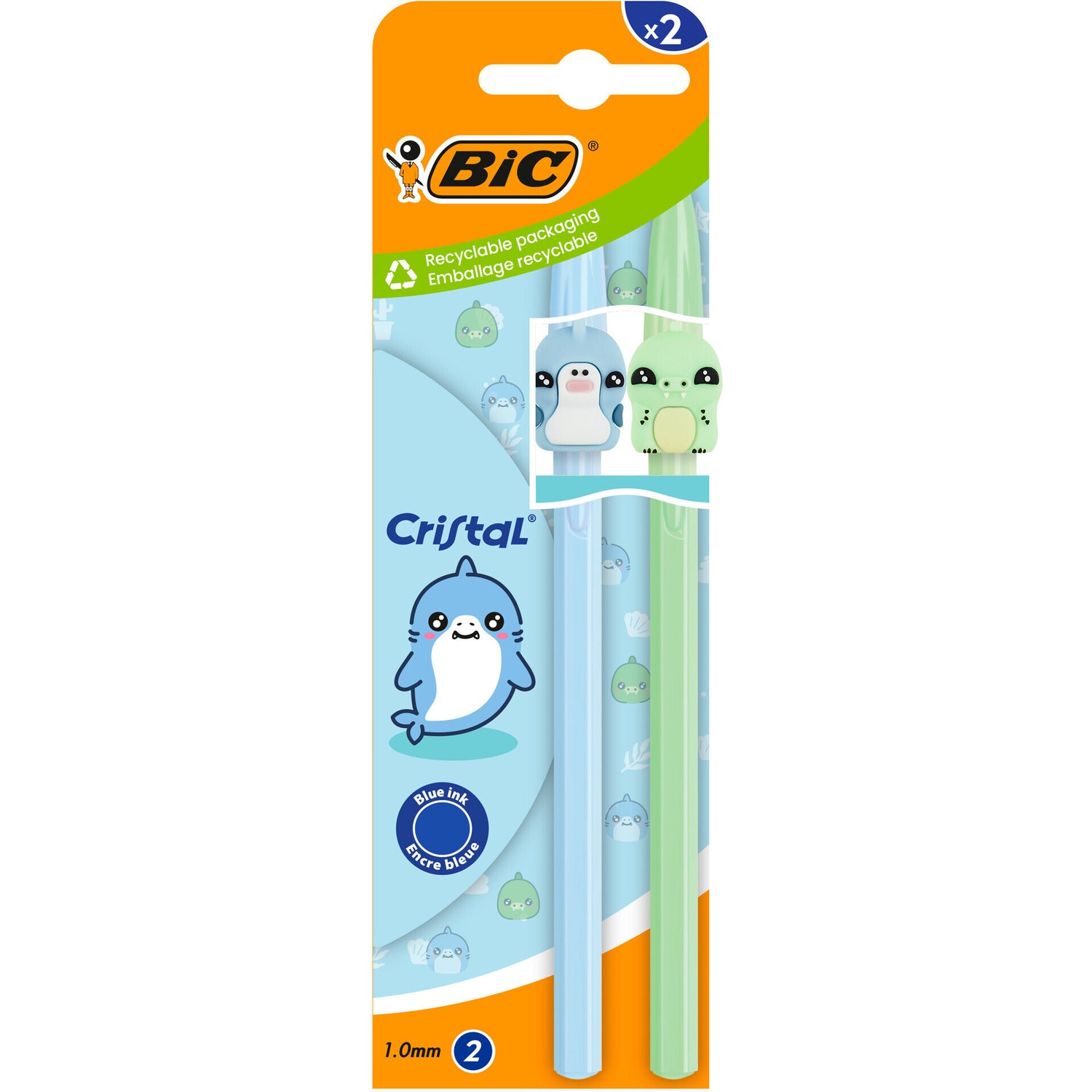 Esferográfica Cristal Tubarão/ Crocodilo 2 Unidades Bic