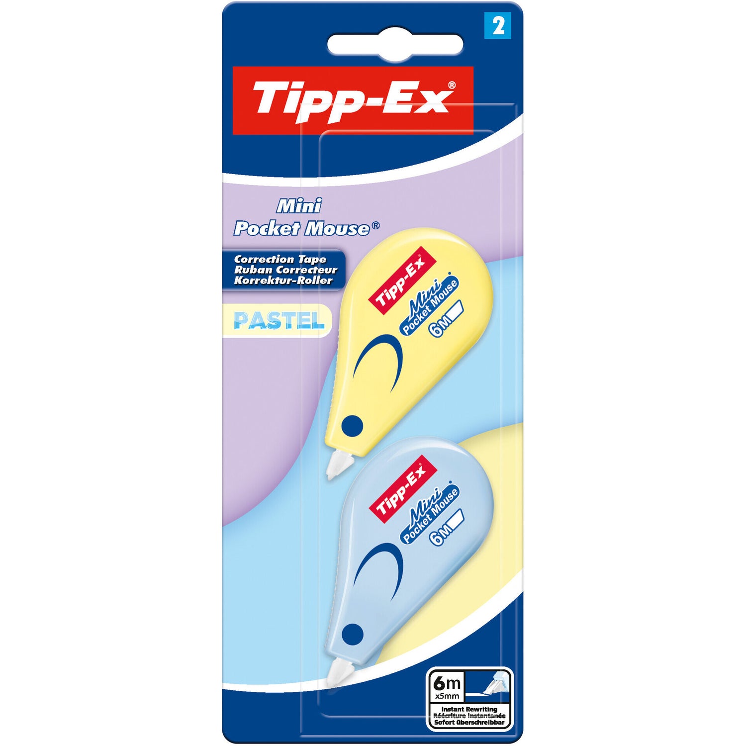 Fita Corret Mini Pocket Mouse Pastel 2 Unidades