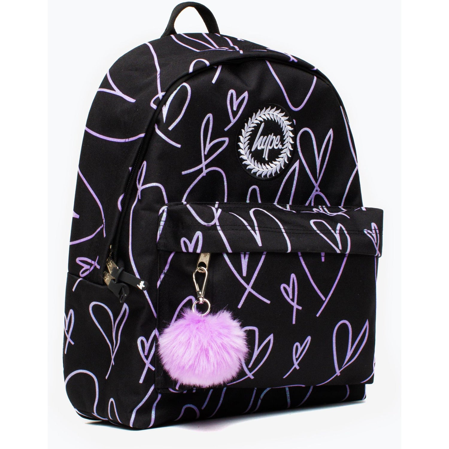 Mochila Glitter Heart Pt/ Purple Hype