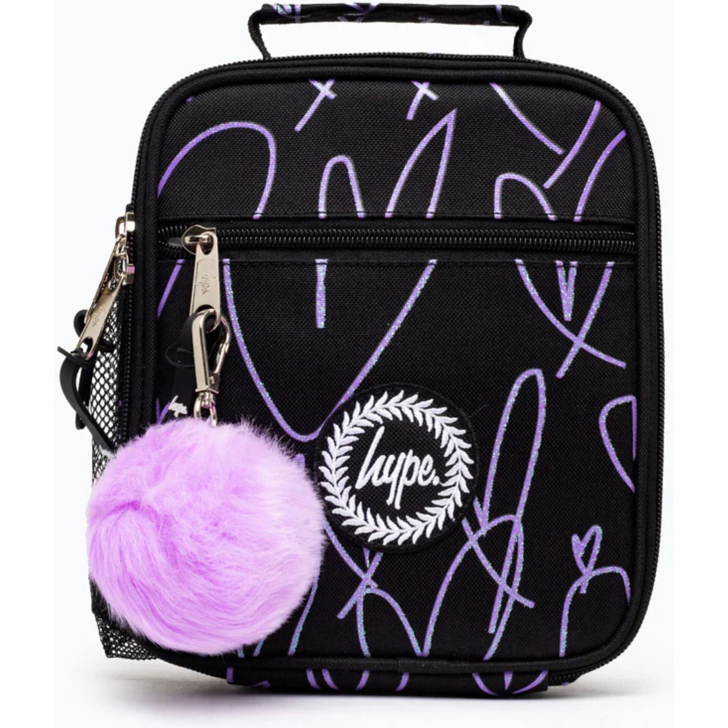 Saco Lanche Glitter Heart Pt/ Purple Hype