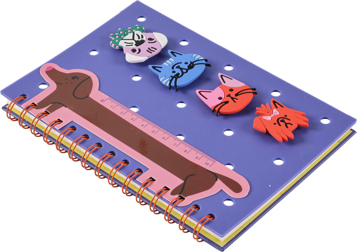 Caderno Formato A5 Com Charms - Meow Woof