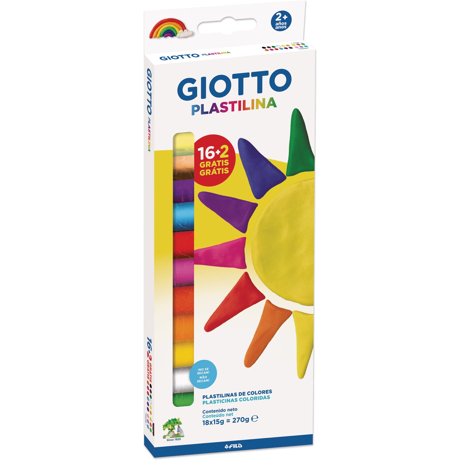 Plasticina Cores Clássicas 16+2 X15 G Giot
