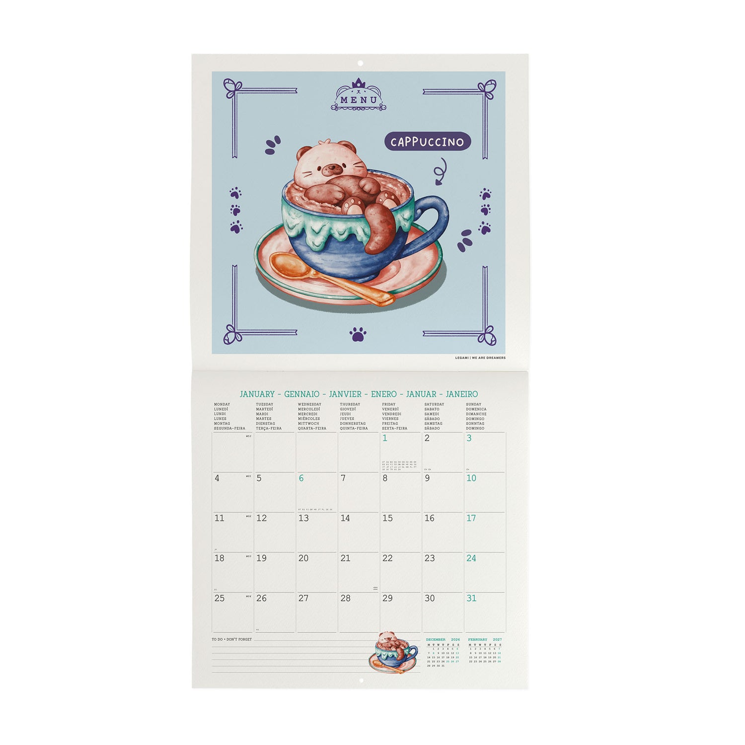 Calendário Parede 2027 30 X30 - Cute Food
