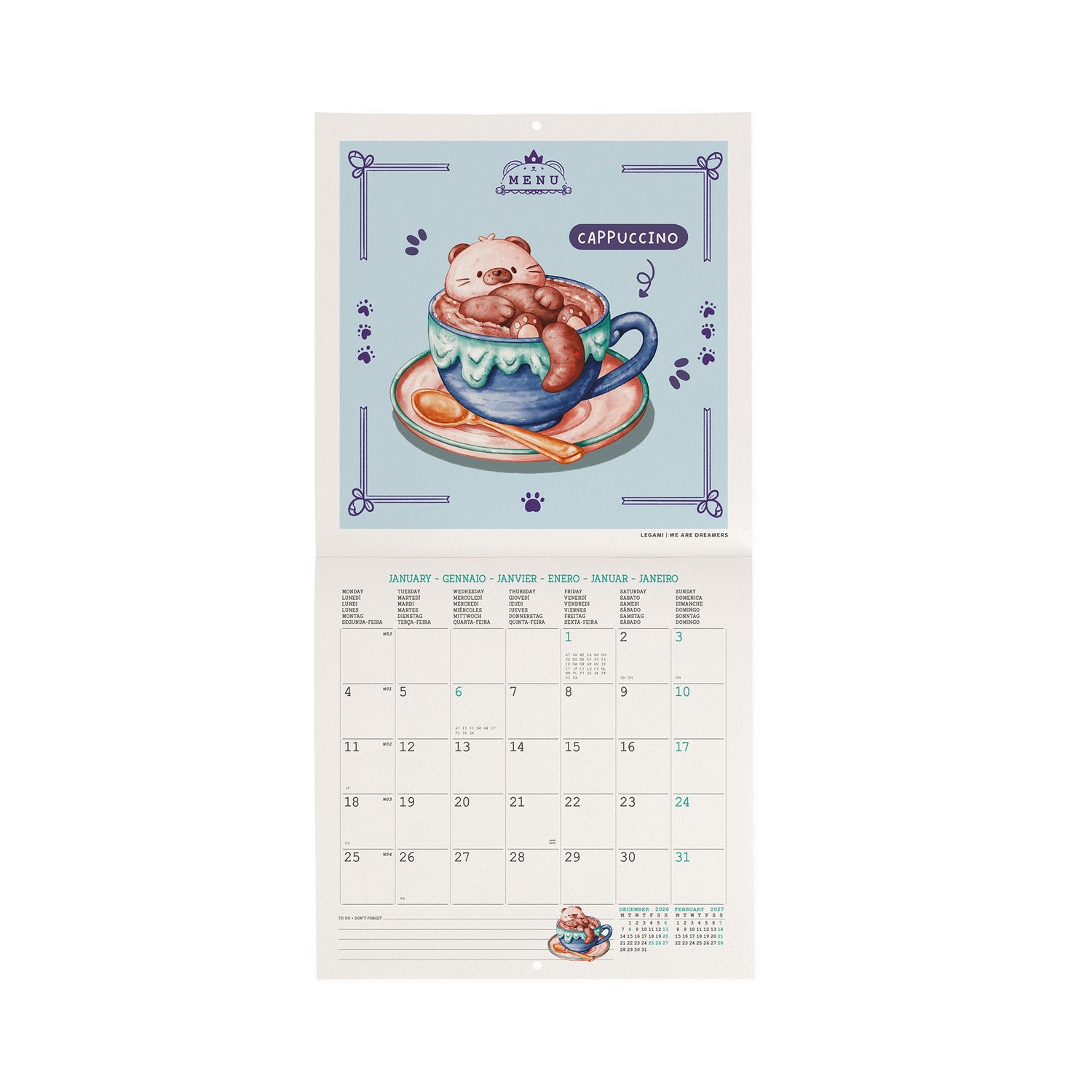 Calendário Parede 2027 18 X18 - Cute Food