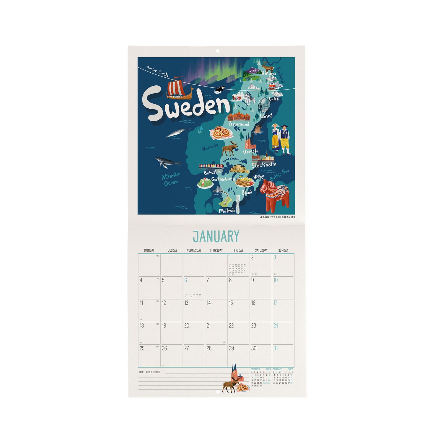 Calendário Parede 2027 18 X18 - The World