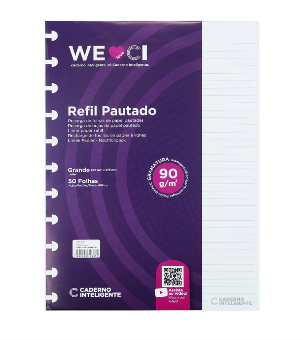 Recarga para Caderno Inteligente A4 90g Pautado