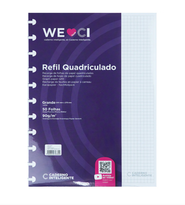 Recarga para Caderno Inteligente A4 90g Quadriculado