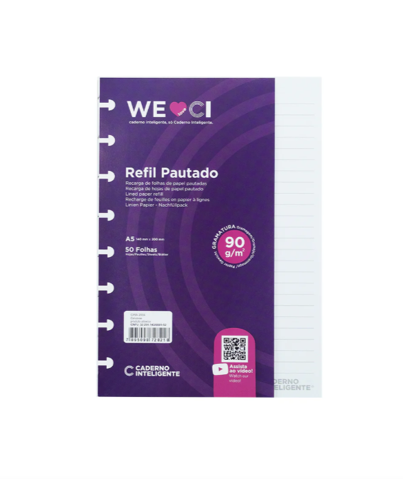 Recarga para Caderno Inteligente A5 90g Pautado