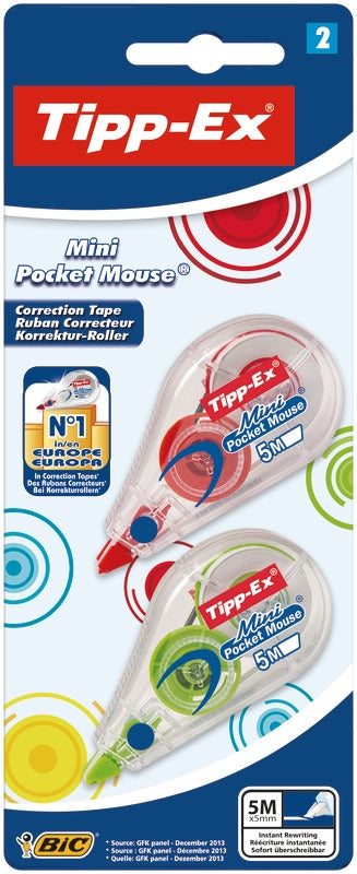 Fita Corret Mini Pocket Mouse Coloridoors 2Unidades