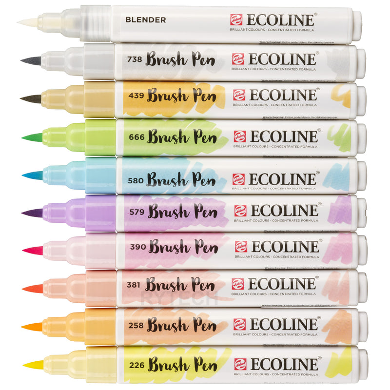 Marcador Brush Pen Pastel 10 Unidades Ecoline