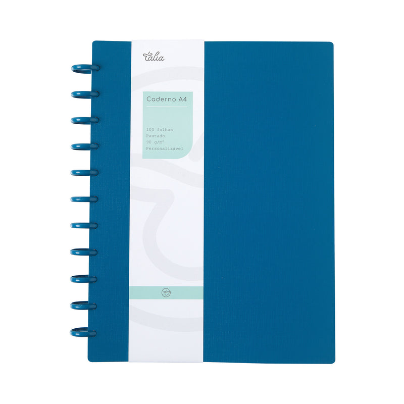 Caderno Smart A4 Pautado 100 folhas Azul Talia