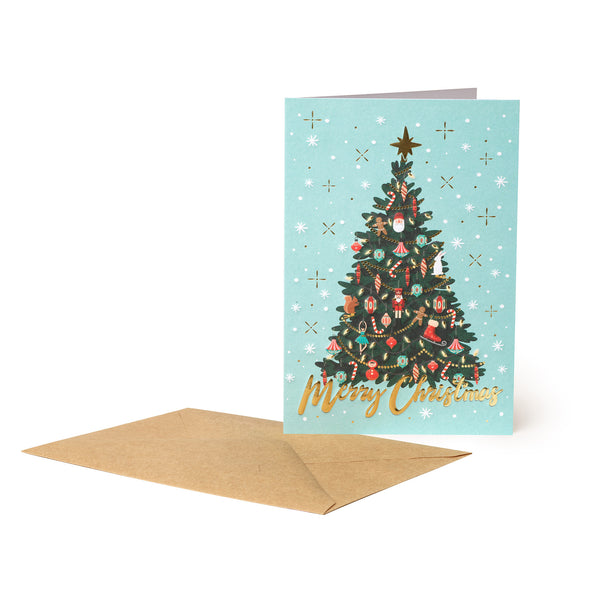 Cartões de felicitações de Natal Holly Jolly - 11,5X17 - Árvore de Natal